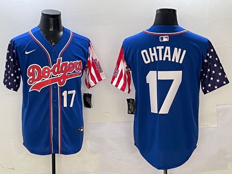 Men Los Angeles Dodgers #17 Ohtani Blue a generation of national flags Joint name 2025 Nike MLB Jersey style 10->los angeles dodgers->MLB Jersey
